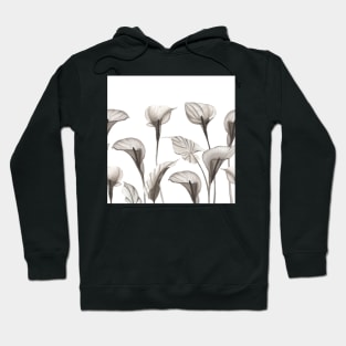 Elegant Xray Calla flowers. Tropical transparent watercolor flowers print Hoodie